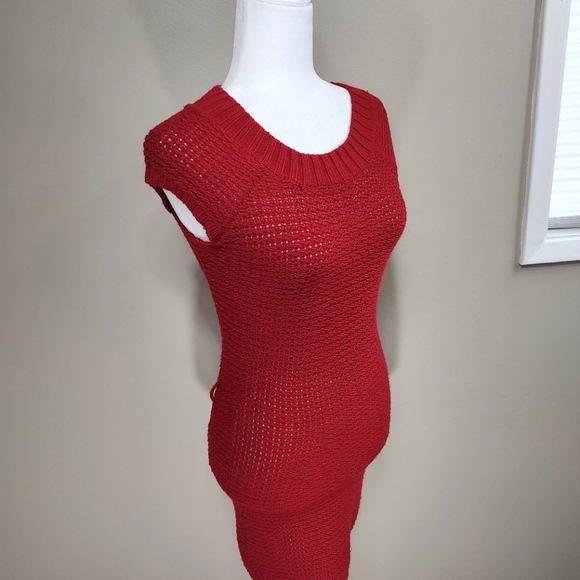 Bodycon Sweater Dress in Red - Picture 4 of 13